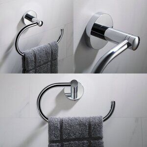 KRAUS Elie Bathroom Towel Ring Hook Chrome Silver Polished Chrome Round